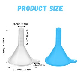Ptwola 9PCS Plastic Small Funnel, Mini Perfume Funnel Filling Small Tiny Bottles Capsules Powder Spices Essential Oils Lotion Shampoo Sand Art (Pink + Blue + Transparent)