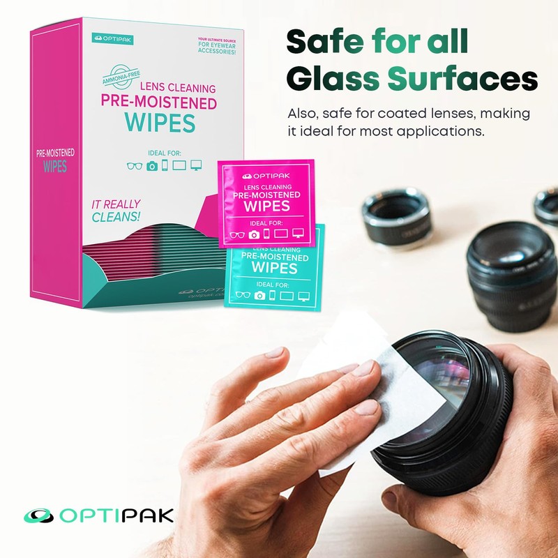 Pre-Moistened Lens Wipes for Eyeglasses - Individually Wrapped Eye Glasses