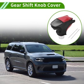 HOPESPANNER Gear Shift Knob Cover for Dodge Durango 2016-2023 Anti-Slip Red Carbon Fiber Black Stick Shifting Handle Protector Faux Leather 1 Pc