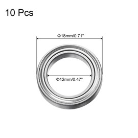 sourcing map 10pcs 6701ZZ Deep Groove Ball Bearings, Chrome Steel Double Metal Shielded Bearing 12mm x 18mm x 4mm
