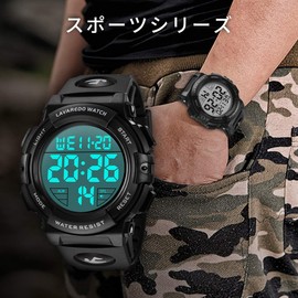 Men’s Digital Sport Watch, Water Resistant to 164.0 Feet (50 m), Stylish, Multi-Function, LED Display, Outdoor, Wristwatch, 04-black,