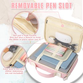 Silkfly Large Chenille Letter Bible Cover for Women Preppy Patch Bible Case Church Bible Bag with Handle(Pink)