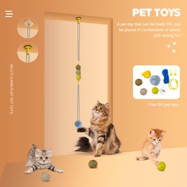 TechHorizonSSU 11 PCS Cat Toys Set, Cat Toys for Indoor Cats Interactive Cat Toys Hanging Kitten Toys, Cat Bell Balls Teaser Ball Chase and Exercise for Kitty Cat Gift for Cat Birthday