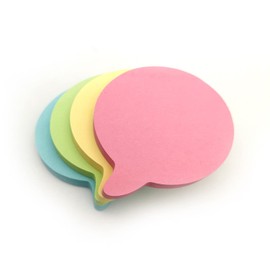 Evergreen Goods Ltd 4 Pack Sticky Notes | Set of 4 Pads (100 Sheets Each - 400 Sheets in Total) | Speech Bubble-Shaped Self-Stick Notes | Small Sticky Sheets for Office, Home, and School Use – Pastel