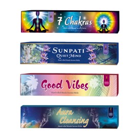 Soul Sticks Hand-Rolled Incense Sticks Variety 4 Pack | 100% Natural Masala Incense Organic Home Fragrance Agarbatti | 15 Grams Per Pack - 60 Grams Total (Divine Energy)