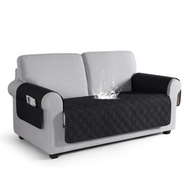 VANSOFY Couch Cover, Waterproof Sofa Covers Washable Slipcover Furniture Protector Couch Seat Covers Non-Slip Couch Cover for Dogs, Pets(Loveseat Plus, Black)