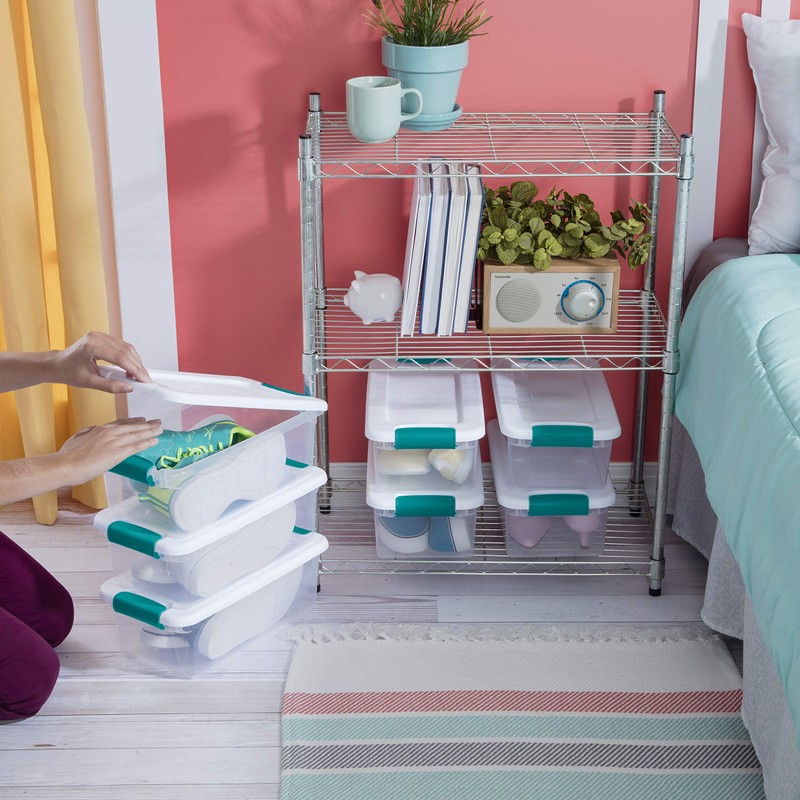 Sterilite 6 Qt Latching Storage Box, Stackable Bin with Latch