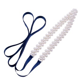 Pearl Bridal Belt Handmade Beaded Belt Wedding Belt on Both Sides,Pearl Crystal Sash for Wedding Dress Bridesmaid Flower Gril