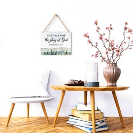 Inspirational Decor Do It All for the Glory of God 1 Corinthians 10:31 Christian Gifts Bible Verse Wall Art Scripture Wooden Hanging Sign for Modern Home Office Wall Art Decoration 10 x 8 Inches
