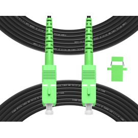 Fibergaga-50M(165ft) SC/APC to SC/APC Outdoor Fiber Optic Cable, Simplex Single Mode Fiber, OS2 Fiber Optic Internet Cable - OS1/OS2 Compatible Black