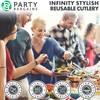 Party Bargains Disposable Plastic Navy Gold Salad Forks, Infinity Modern
