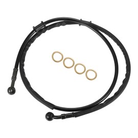 X AUTOHAUX 1 Set 120cm 47.24" Motorcycle Braided Brake Clutch Oil Hoses Line Pipe Clutch Throttle Gas Line Fuel Pipe Black for ATV Dirt Bike