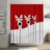 Ansouyi Christmas Reindeer on Red Shower Curtain Set with 12