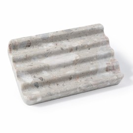 Karibiber - Jabonera de mármol gris para encimera de cocina, bandeja de jabón con diseño creativo ondulado, protector de jabón para tina, esponjas, pi
