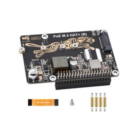POE M.2 HAT+ (B) Combines PCIe to M.2 and Power Over Ethernet POE for Raspberry Pi 5, Supports NVMe M.2 2230/2242/2260/2280 SSD, IEEE 802.3af/at POE Network Standard