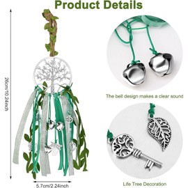 Witch Bells Protection for Door Knob Tree of Life Wind Chime Hanger Clear Negative Energy Witchcraft Supplies Witch Wind Chimes Wreath Pagan Bell Decor for Witchy Boho Room (Vivid Style)