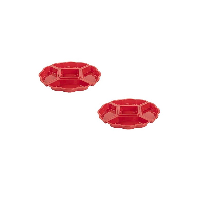 2 x Serving Plates, Snack Bowls, Plastic, Appetizer Divider, 5