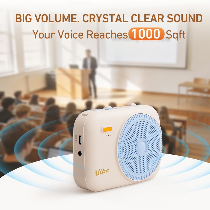 Teacher Voice Amplifier with 2 Wireless Mic & Magnetic Lavalier,