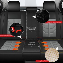 TTX LIGHTING Car Seat Covers Full Set Fit for Honda Ridgeline 2006-2014 & 2024-2025 Waterproof Leather 5 Seat Covers Automotive Seat Cushion Seat Protectors with Airbag Compatible (Black&Gray)