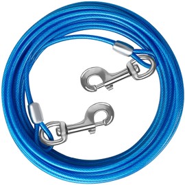 HaiYUAN Dog Tie Out Cable 10/15/20/25/30 FT Dog Runner for Yard Steel Wire Dog Cable with Durable Superior Clips Blue Dog Chains for Outside Dog Lead for Large Dogs Up to 165 lbs