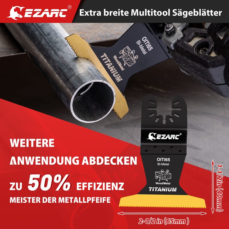 EZARC 3-Piece Multitool Saw Blades Titanium Extended Oscillating Saw Blades