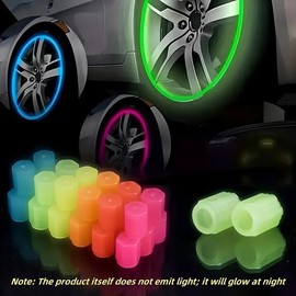 Fluorescent Tire Valve Cap Set, 4 Counts/set Night Glow Stem Covers for Car Tire, Waterproof Luminous Car Tire Valve Caps, Universal Fluorescent Bicycle Stem Covers, Vehicle, Wheel Accessories:_Blue_4PCS