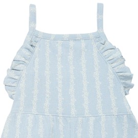 Modern Moments by Gerber Baby Girls' Ruffle Romper, Light Blue Mini Flower Stripe, 12 Months