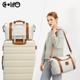 COOLIFE Cabin Bag for Ryanair Airlines, 40×20×25 cm Underseat, Travel Holdall Carry-on Hand Luggage Weekend Bag for Women, Travel Duffel Bag with Trolley Sleeve