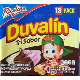 Duvalin Mexican Sweets Strawberry-Vanilla, Hazelnut-Vanilla, Hazelnut-Strawberry and Tri-Flavor Pack of 4 Boxes 72 Count Total