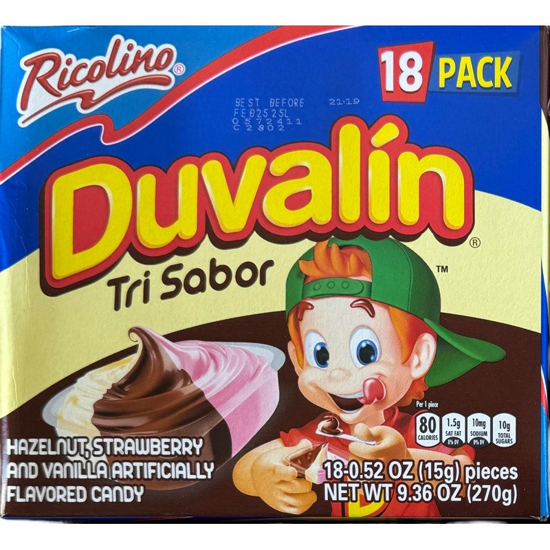 Duvalin Mexican Sweets Strawberry-Vanilla, Hazelnut-Vanilla, Hazelnut-Strawberry and Tri-Flavor Pack of