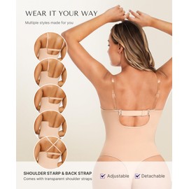 SHAPELLX Body Shaper for Women Strapless Shapewear Bodysuit Tummy Control Faja Colombiana Moldeadora Beige XXL