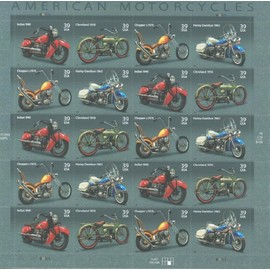 American Motorcycles Collectible Stamp Sheet