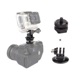 1/4" Double Screw Flash Light Stand Hot Shoe and Camera Mount Adapter Compatible with DSLR Camera Gopro etc