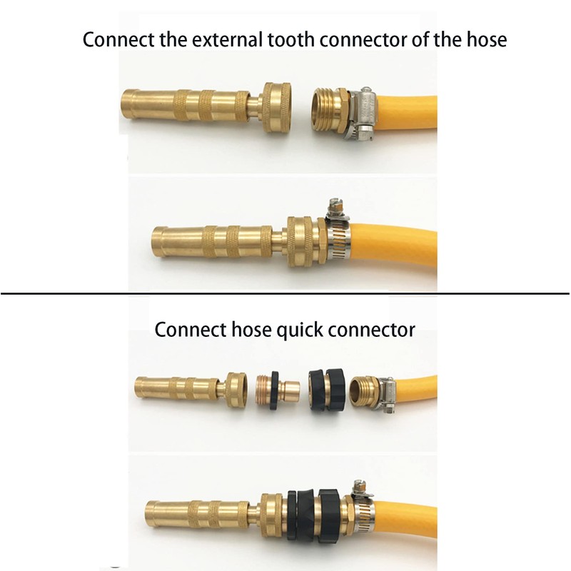 Solid Brass Adjustable Torsion Hose Nozzle 4" Heavy Duty Brass