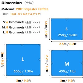 TRIWONDER Waterproof Hammock Rain Fly Tent Tarp Footprint Camping Shelter Ground Cloth Sunshade Mat for Outdoor Hiking Beach Picnic (Blue, S - 98 x 59in)