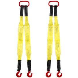 Maasechs 2 Pack Lifting Slings Straps with Hooks Capacity Polyester Bridle Sling Heavy Duty Two Leg Lifting Slings and Straps for Engines Cranes Hoists Truck Cargo (5ft)