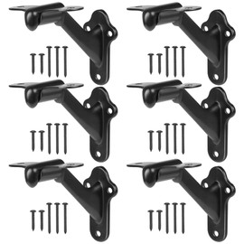 RealPlus Handrail Bracket 3" Staircase Hand Rail Brackets for Stair Railing with Screws, Black (6 Pack)