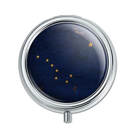 Rustic Alaska State Flag Distressed USA Pill Case Trinket Gift Box
