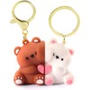 Cute Couple Keychain, 2PCS Mini Kawaii Cartoon Statue Bears Panda