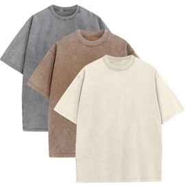 3 Pack Men's Oversized Cotton T-Shirts Loose Fit Vintage Tee Short Sleeve Casual Tshirts Solid Tops(BGGYCF,XL)