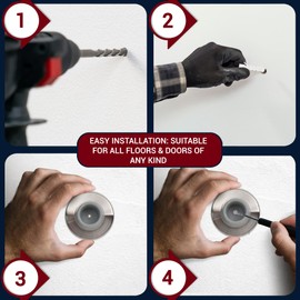 Stainless Steel & Rubber Wall-Mounted Door Stopper by NYCO Architectural Hardware- Heavy Duty Round Door Bumper for Wall & Door Protection- Modern Universal Door Slam Stopper (Satin Chrome US26D)