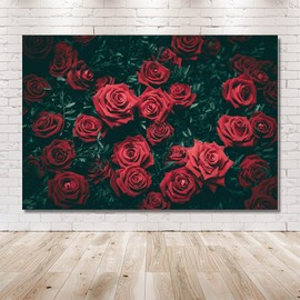 MEHOFOND 7x5ft Red Rose Photography Backdrop Romantic Red Rose Green Leaf Professional Portrait Background Adult Couple Interior Wedding Decoration Banner Photo Booth Props