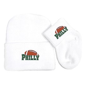 Future Tailgater Newborn Baby Knit Cap and Socks Set for Philadelphia Football Fans White