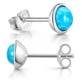 Materia by Matthias Wanger Gemstone Stud Earrings 925 Silver for Women Rhodium-Plated, Sterling Silver