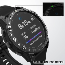 BAIHUIAM Bezel Ring Compatiable with Garmin Fenix 7X, Stainless Steel Bezel Ring Adhesive Cover Anti Scratch & Collision Protector for Garmin Fenix 7X Sapphire Solar (Black - Not for 7/7S)