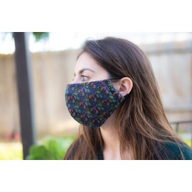 Headmost Comfymask 3 Layer Large Fabric Facemask: Water Repellent, Washable, Breathable & Toggle Adjustable Face Mask (Leaves)