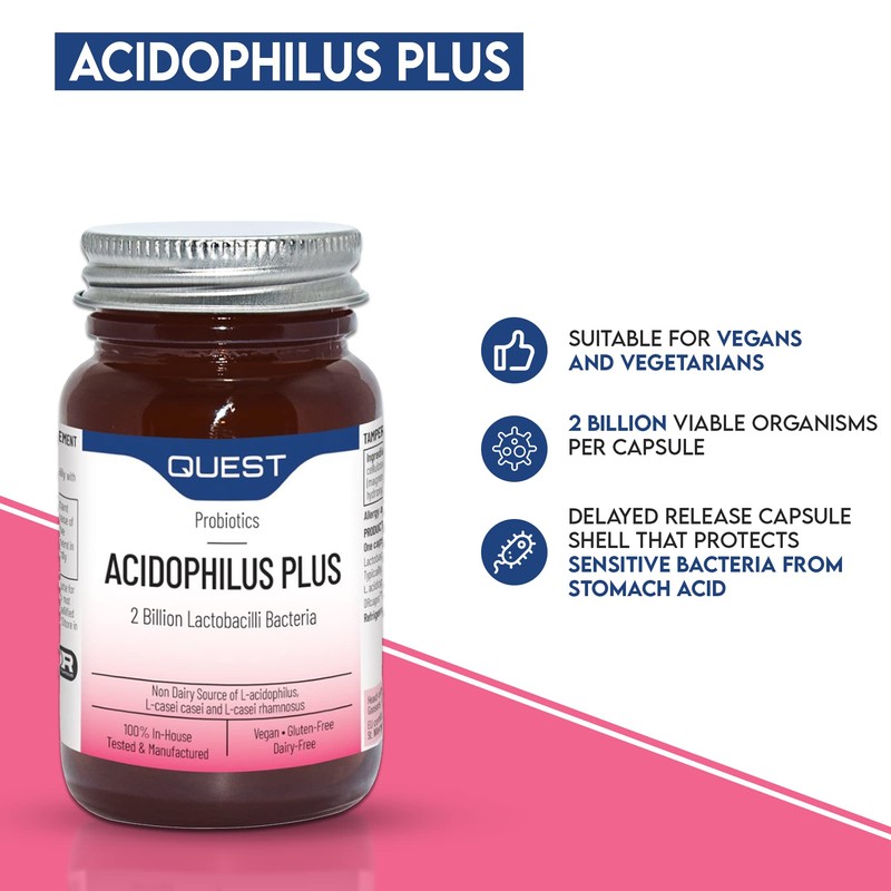Quest Acidophilus Plus Probiotic Capsules 5 Billion CFU for Immune