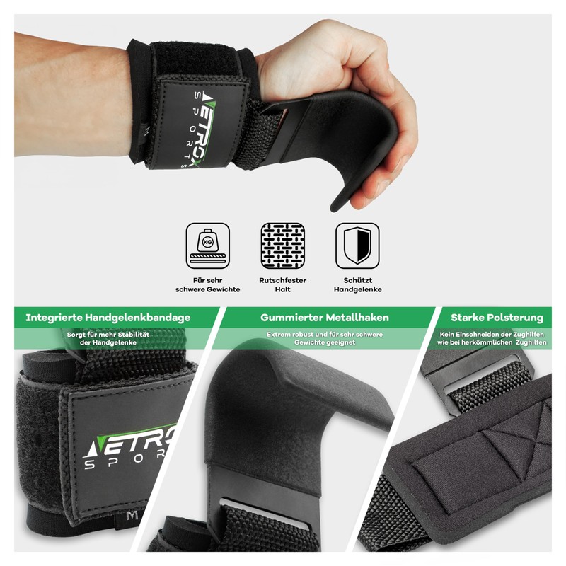 Netrox Sports - Pull Hook Wrist for Bodybuilding, Weightlifting, Strength