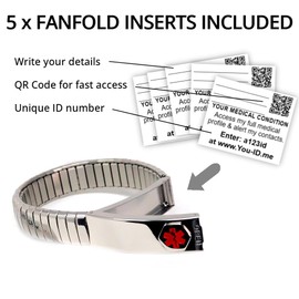 Heart Attack Medical Bracelet, Engraved Stainless Steel Medical ID Bracelet for Heart Attack. Store Info Inside, Unisex Man or Woman. (Small 17 cm)