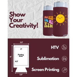 PartyPrints 100 Pack Burgundy Blank Slim Can Cooler Sleeves | Plain Seltzer C...